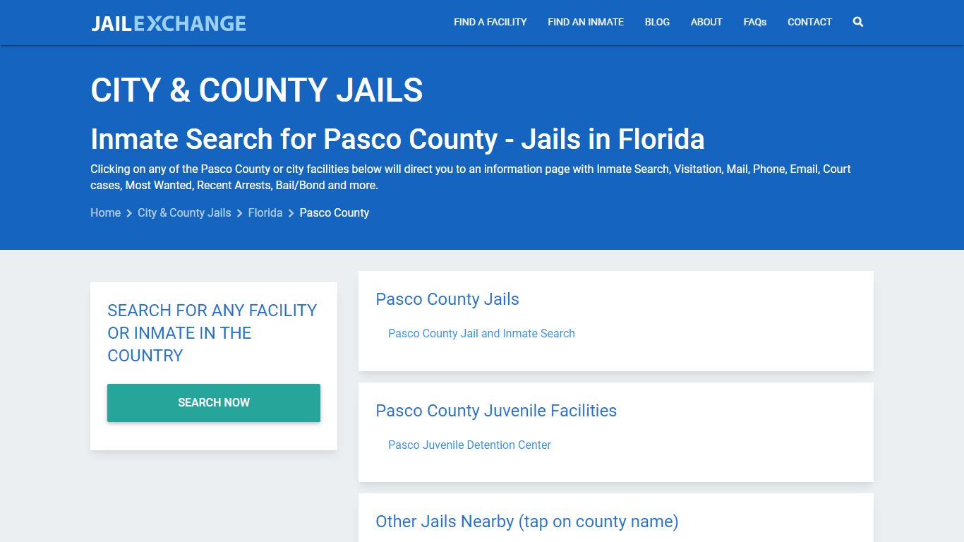 Inmate Search for Pasco County | Jails in Florida - Jail Exchange